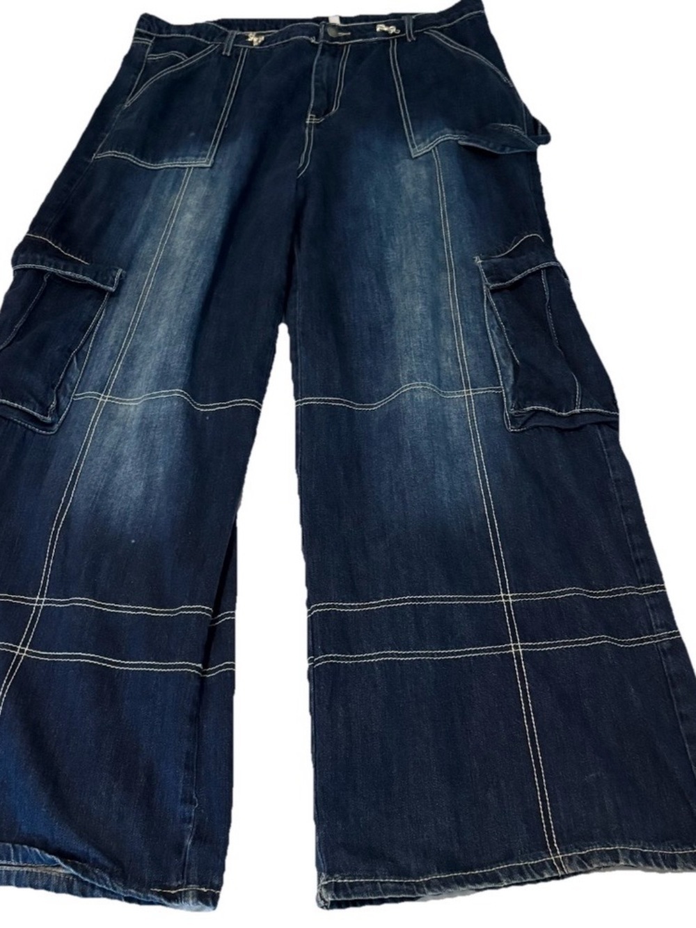 Daisy Street Dark Wash Wide Leg Carpenter Pants Size XL - Picture 4 of 10